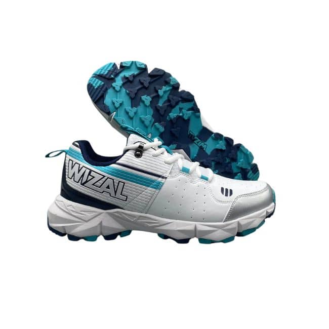 WIZAL Strike Cricket Shoes (White & Blue)